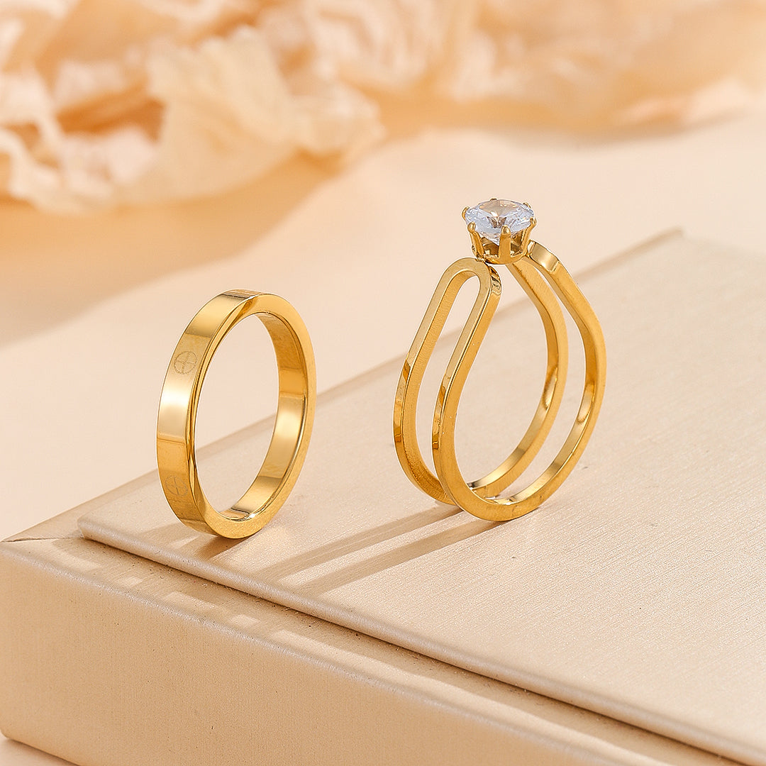 Vibesbuy® Elegant Golden Dou Halo Ring