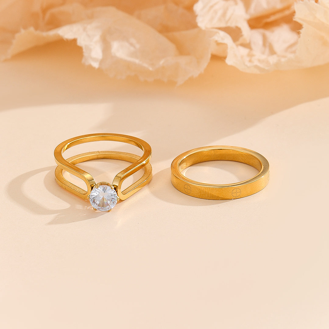 Vibesbuy® Elegant Golden Dou Halo Ring