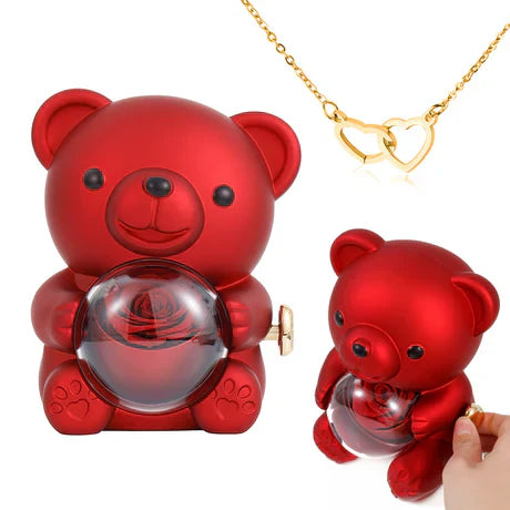 Vibesbuy® Eternal Rose Bear with Engraved Pendant